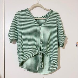 Green Striped Women's Top